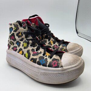 Converse Move Hi Girls Size 2 Egret Prime Pink Black Platform Shoes Walking